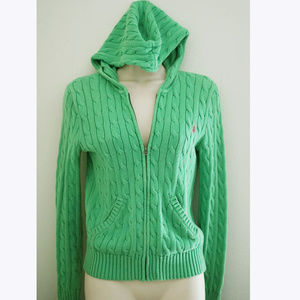 Ralph Lauren green hoodie zip-up knit S